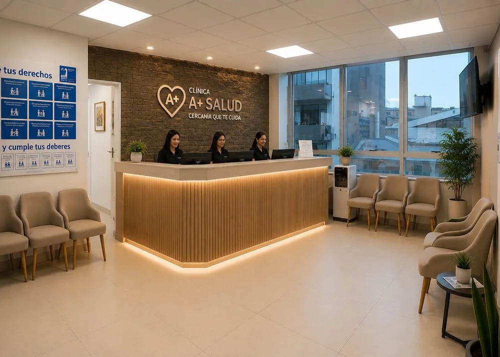 Recepción de Clínica A+ Salud en Concepción